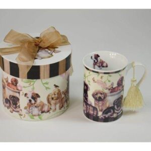 1 kaffekop med hundemotiv inkl æske